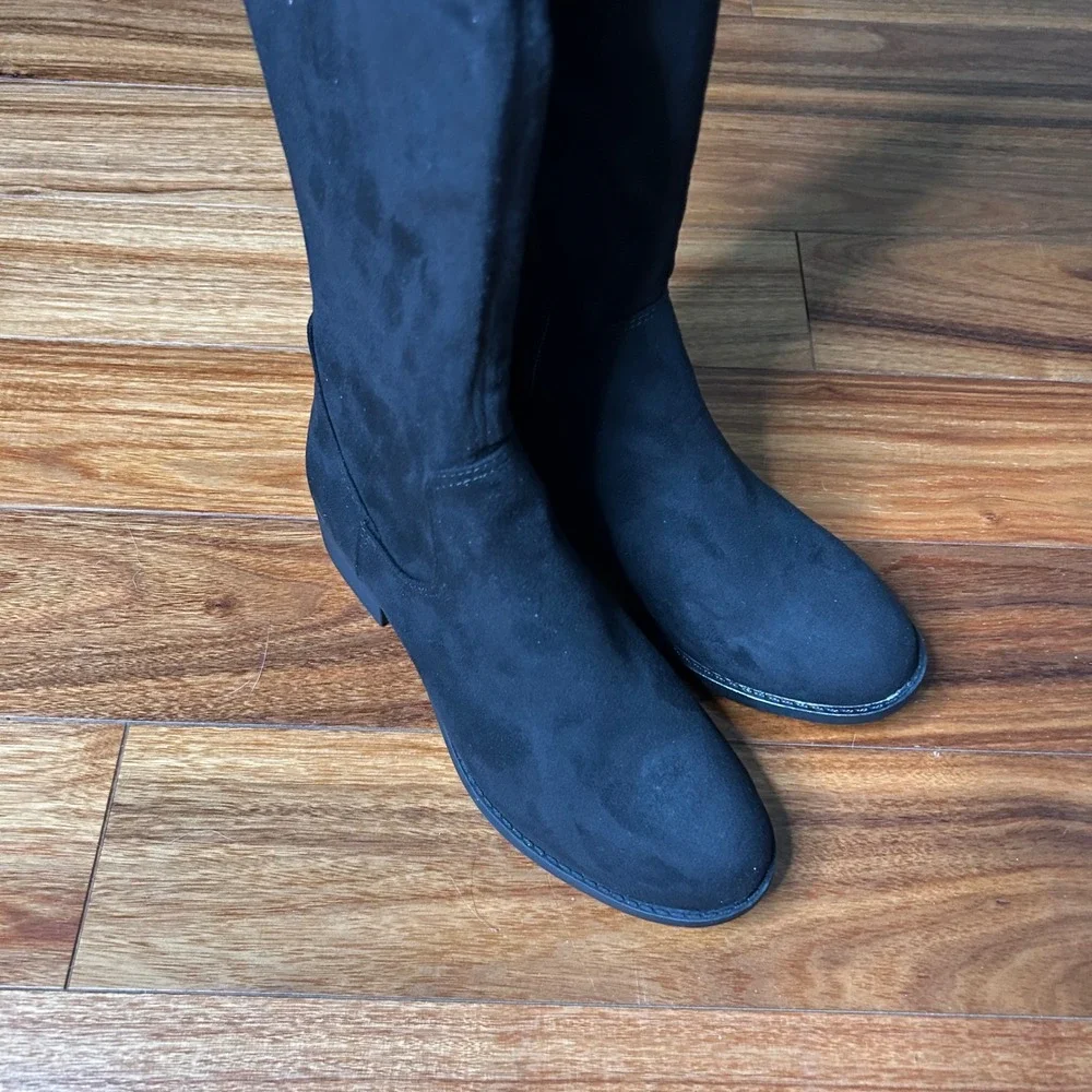 Worthington Black Over The Knee Boots Gold Accent Detail‎ Women's